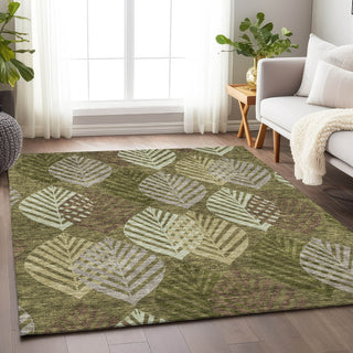 Piper Looms Mayfield Floral AMF744 Olive Machine Washable Area Rug Lifestyle Image Feature