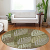 Piper Looms Mayfield Floral AMF744 Olive Machine Washable Area Rug Round Lifestyle Image Feature