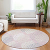 Piper Looms Mayfield Floral AMF744 Pink Machine Washable Area Rug Round Lifestyle Image Feature