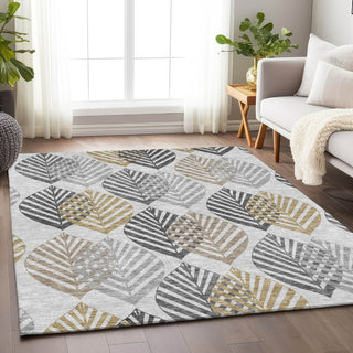Piper Looms Mayfield Floral AMF744 Silver Machine Washable Area Rug Lifestyle Image Feature