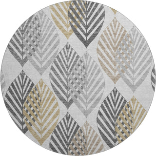 Piper Looms Mayfield Floral AMF744 Silver Machine Washable Area Rug Round Main Image