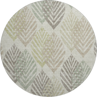 Piper Looms Mayfield Floral AMF744 Taupe Machine Washable Area Rug Round Main Image