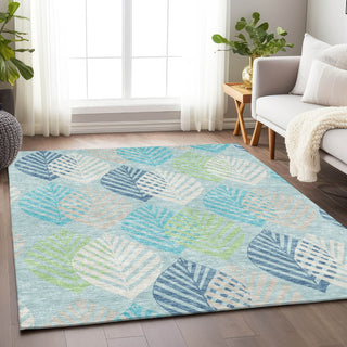 Piper Looms Mayfield Floral AMF744 Teal Machine Washable Area Rug Lifestyle Image Feature