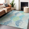 Piper Looms Mayfield Floral AMF744 Teal Machine Washable Area Rug Lifestyle Image Feature
