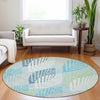 Piper Looms Mayfield Floral AMF744 Teal Machine Washable Area Rug Round Lifestyle Image Feature