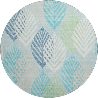 Piper Looms Mayfield Floral AMF744 Teal Machine Washable Area Rug Round Main Image