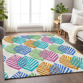 Piper Looms Mayfield Floral AMF744 White Machine Washable Area Rug Lifestyle Image Feature