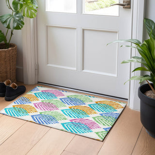 Piper Looms Mayfield Floral AMF744 White Machine Washable Area Rug Scatter Lifestyle Image Feature