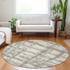 Piper Looms Mayfield Stripes AMF745 Beige Machine Washable Area Rug Round Lifestyle Image Feature