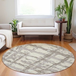 Piper Looms Mayfield Stripes AMF745 Beige Machine Washable Area Rug Round Lifestyle Image Feature