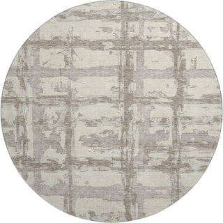 Piper Looms Mayfield Stripes AMF745 Beige Machine Washable Area Rug Round Main Image