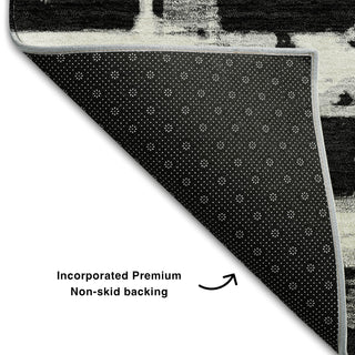 Piper Looms Mayfield Stripes AMF745 Black Machine Washable Area Rug Backing Image