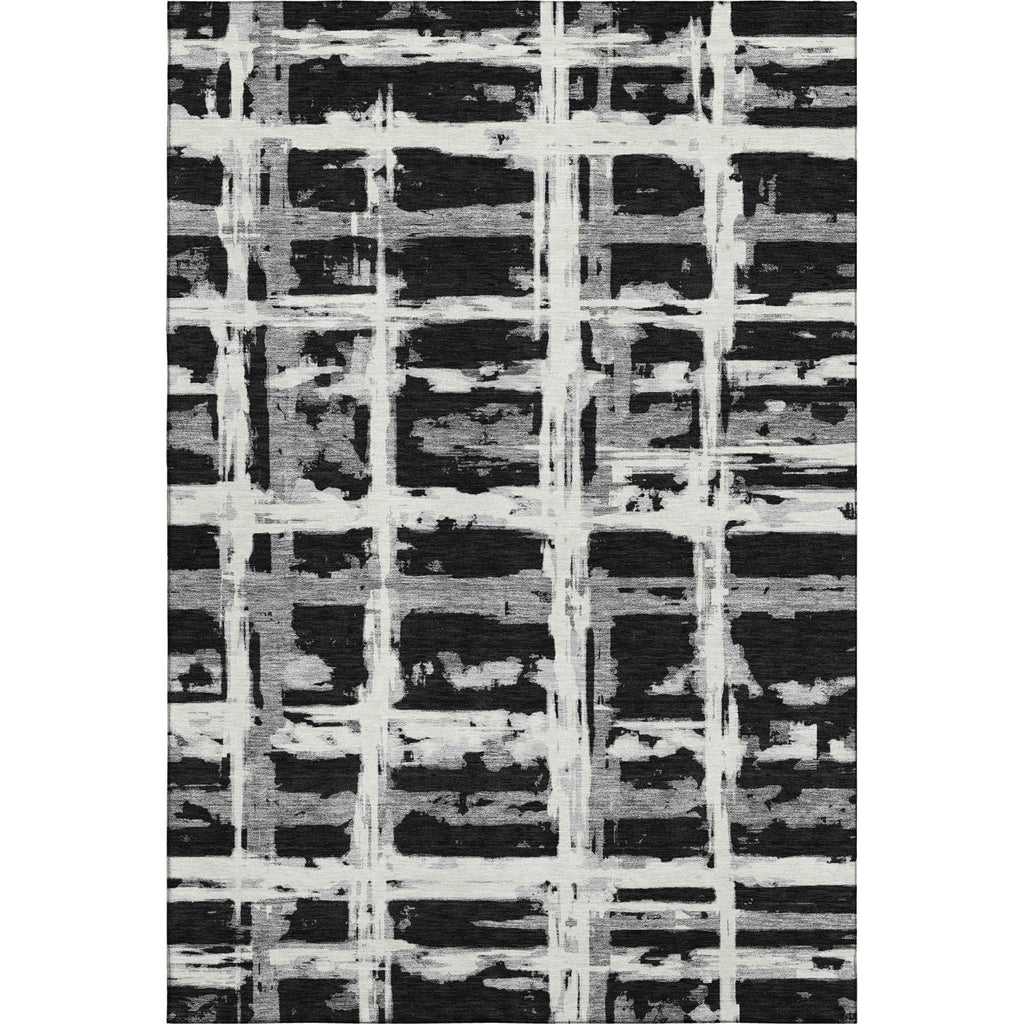 Piper Looms Mayfield Stripes AMF745 Black Machine Washable Area Rug main image