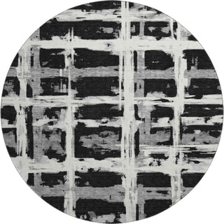 Piper Looms Mayfield Stripes AMF745 Black Machine Washable Area Rug Round Main Image