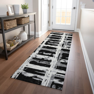 Piper Looms Mayfield Stripes AMF745 Black Machine Washable Area Rug Runner Lifestyle Image Feature