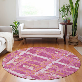 Piper Looms Mayfield Stripes AMF745 Blush Machine Washable Area Rug Round Lifestyle Image Feature