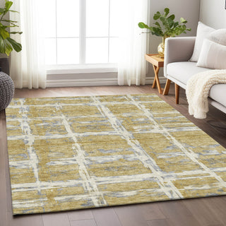 Piper Looms Mayfield Stripes AMF745 Gold Machine Washable Area Rug Lifestyle Image Feature