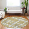 Piper Looms Mayfield Stripes AMF745 Gold Machine Washable Area Rug Round Lifestyle Image Feature