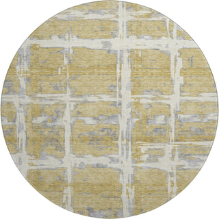 Piper Looms Mayfield Stripes AMF745 Gold Machine Washable Area Rug Round Main Image