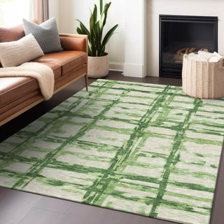 Piper Looms Mayfield Stripes AMF745 Green Machine Washable Area Rug Lifestyle Image Feature