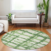 Piper Looms Mayfield Stripes AMF745 Green Machine Washable Area Rug Round Lifestyle Image Feature