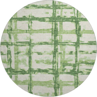 Piper Looms Mayfield Stripes AMF745 Green Machine Washable Area Rug Round Main Image