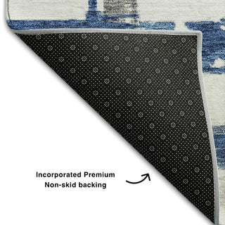 Piper Looms Mayfield Stripes AMF745 Navy Machine Washable Area Rug Backing Image