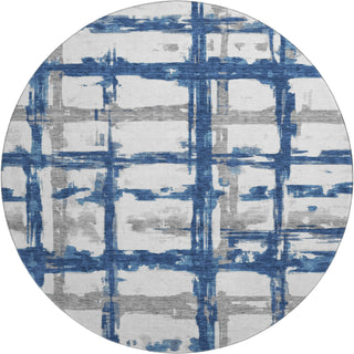 Piper Looms Mayfield Stripes AMF745 Navy Machine Washable Area Rug Round Main Image