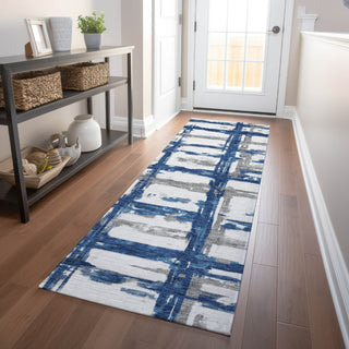 Piper Looms Mayfield Stripes AMF745 Navy Machine Washable Area Rug Runner Lifestyle Image Feature