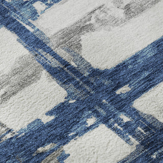 Piper Looms Mayfield Stripes AMF745 Navy Machine Washable Area Rug Swatch Image