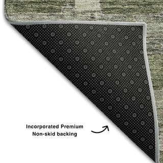 Piper Looms Mayfield Stripes AMF745 Olive Machine Washable Area Rug Backing Image