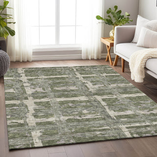Piper Looms Mayfield Stripes AMF745 Olive Machine Washable Area Rug Lifestyle Image Feature