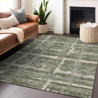 Piper Looms Mayfield Stripes AMF745 Olive Machine Washable Area Rug Lifestyle Image Feature