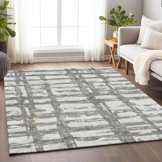 Piper Looms Mayfield Stripes AMF745 Silver Machine Washable Area Rug Lifestyle Image Feature