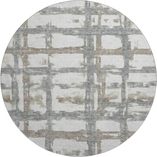 Piper Looms Mayfield Stripes AMF745 Silver Machine Washable Area Rug Round Main Image