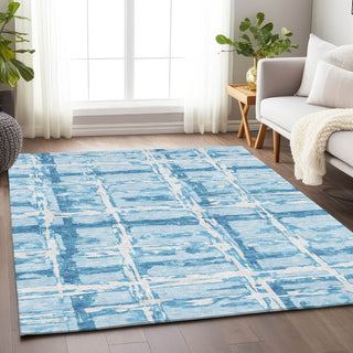 Piper Looms Mayfield Stripes AMF745 Sky Machine Washable Area Rug Lifestyle Image Feature