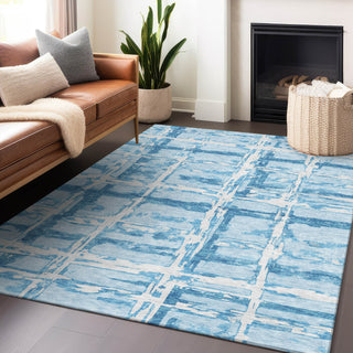 Piper Looms Mayfield Stripes AMF745 Sky Machine Washable Area Rug Lifestyle Image Feature