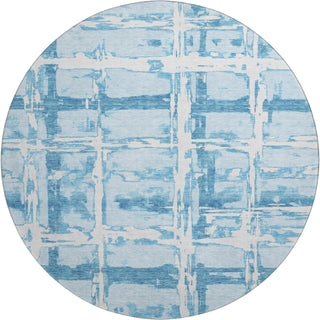 Piper Looms Mayfield Stripes AMF745 Sky Machine Washable Area Rug Round Main Image