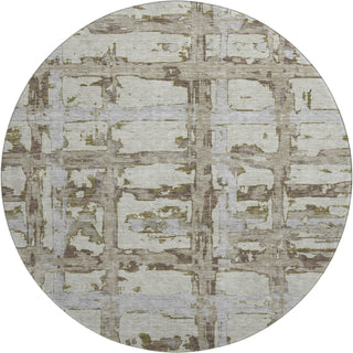 Piper Looms Mayfield Stripes AMF745 Taupe Machine Washable Area Rug Round Main Image