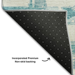 Piper Looms Mayfield Stripes AMF745 Teal Machine Washable Area Rug Backing Image