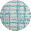 Piper Looms Mayfield Stripes AMF745 Teal Machine Washable Area Rug Round Main Image