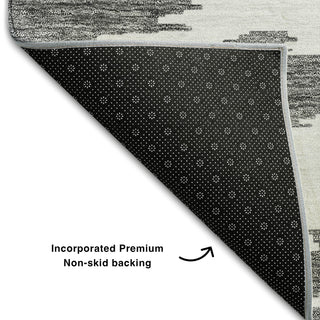 Piper Looms Mayfield Abstract AMF746 Black Machine Washable Area Rug Backing Image