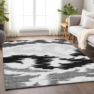 Piper Looms Mayfield Abstract AMF746 Black Machine Washable Area Rug Lifestyle Image Feature