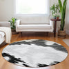 Piper Looms Mayfield Abstract AMF746 Black Machine Washable Area Rug Round Lifestyle Image Feature