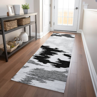 Piper Looms Mayfield Abstract AMF746 Black Machine Washable Area Rug Runner Lifestyle Image Feature
