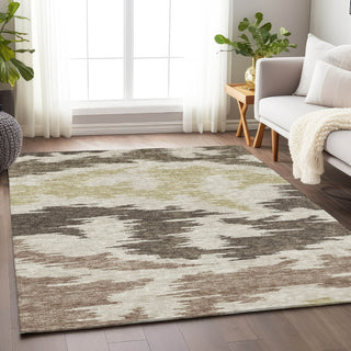 Piper Looms Mayfield Abstract AMF746 Chocolate Machine Washable Area Rug Lifestyle Image Feature