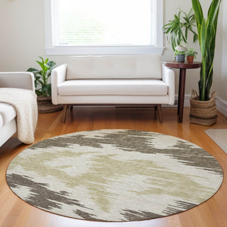 Piper Looms Mayfield Abstract AMF746 Chocolate Machine Washable Area Rug Round Lifestyle Image Feature