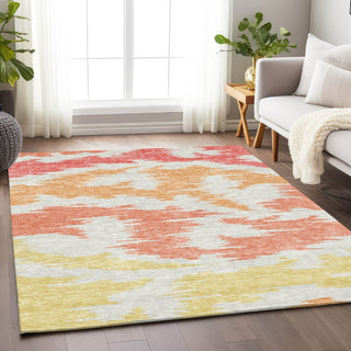 Piper Looms Mayfield Abstract AMF746 Coral Machine Washable Area Rug Lifestyle Image Feature