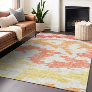 Piper Looms Mayfield Abstract AMF746 Coral Machine Washable Area Rug Lifestyle Image Feature