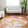 Piper Looms Mayfield Abstract AMF746 Coral Machine Washable Area Rug Round Lifestyle Image Feature